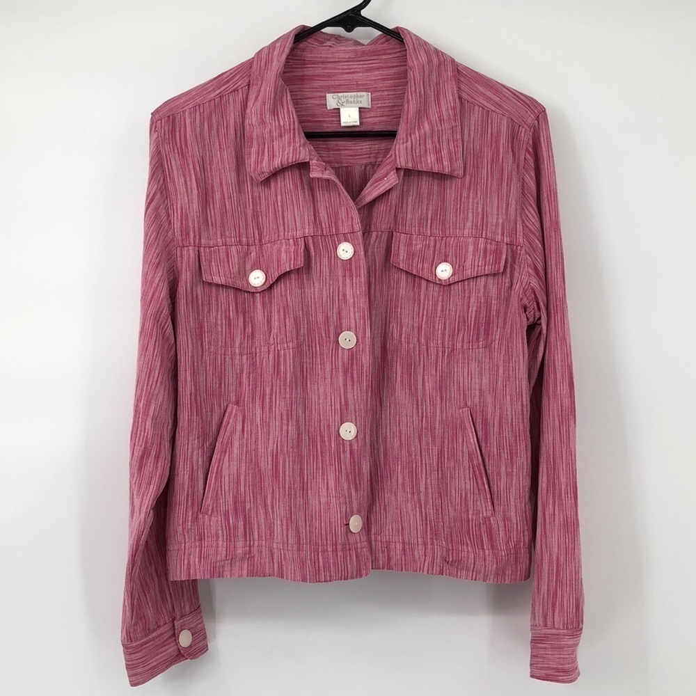 Christopher & Banks Button Down Shirt Jacket Size L